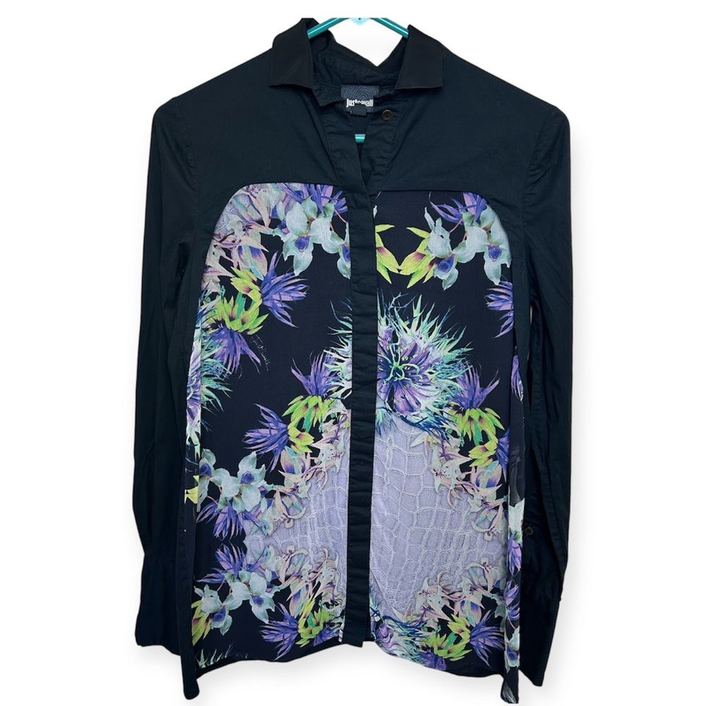 Just Cavalli Long Sleeve Floral Button Up Shirt